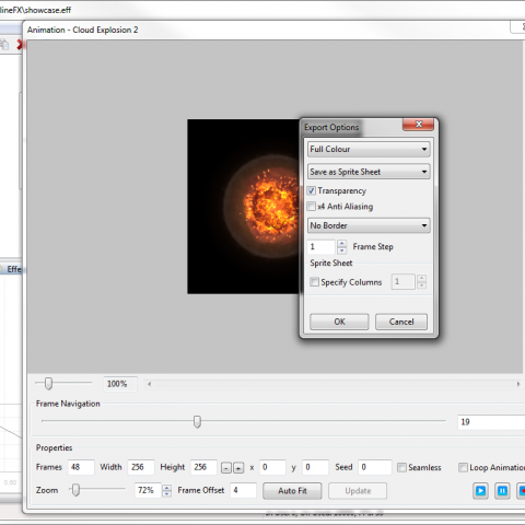 Export onto sprite sheets,individual frames, image strips or as a gif