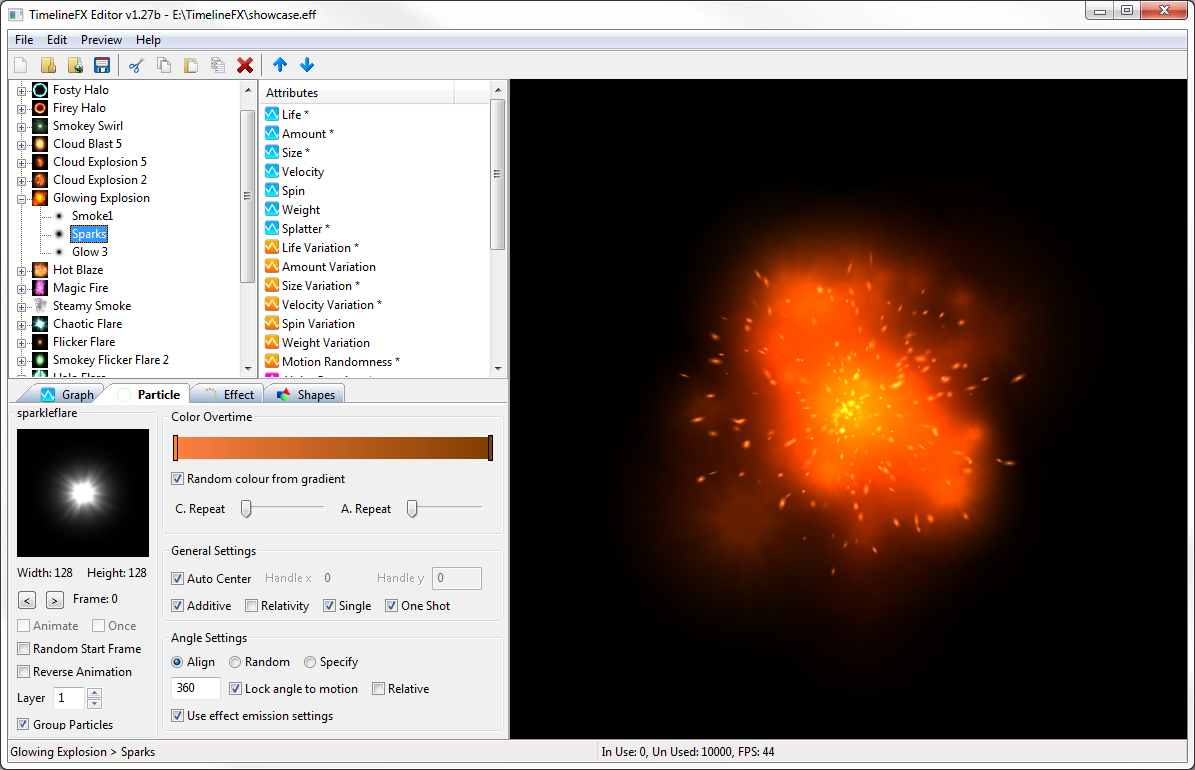 Effects editor. Вкладка Particle Shape.